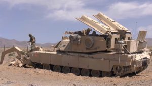 US M1150 Assault Breacher Vehicle clears Pathway through Minefield